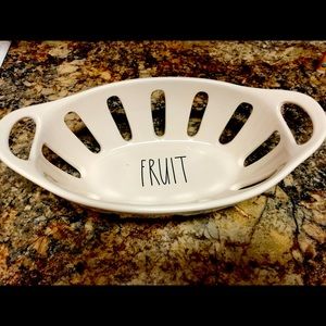 2019 Rae Dunn Ivory Fruit Basket Bowl Ceramic 12"